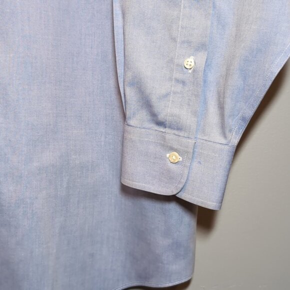 Vintage Brooks Brothers Dress Shirt Chambray Long Sleeve Non Iron Cotton 16 1/2 - Picture 5 of 12